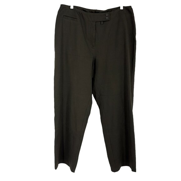 Eileen Fisher Women 1X Trouser Pant Work Career Taupe Brown Stretch Tapered Leg - Picture 1 of 10